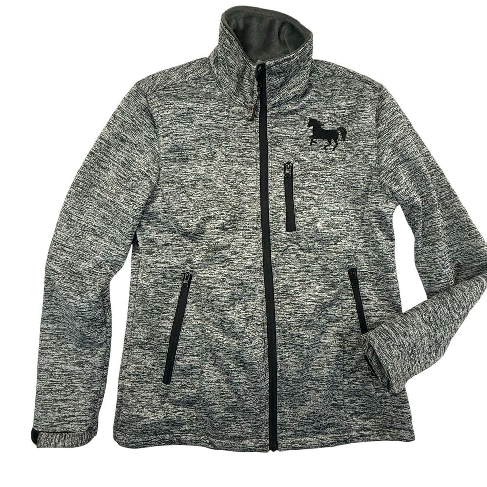TrailCrest Fleece Lined Jacket Women Medium Gray Shell Wind Resistant Equestrian